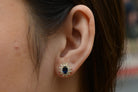 Vintage Sapphire & Diamond Cluster Stud Earrings