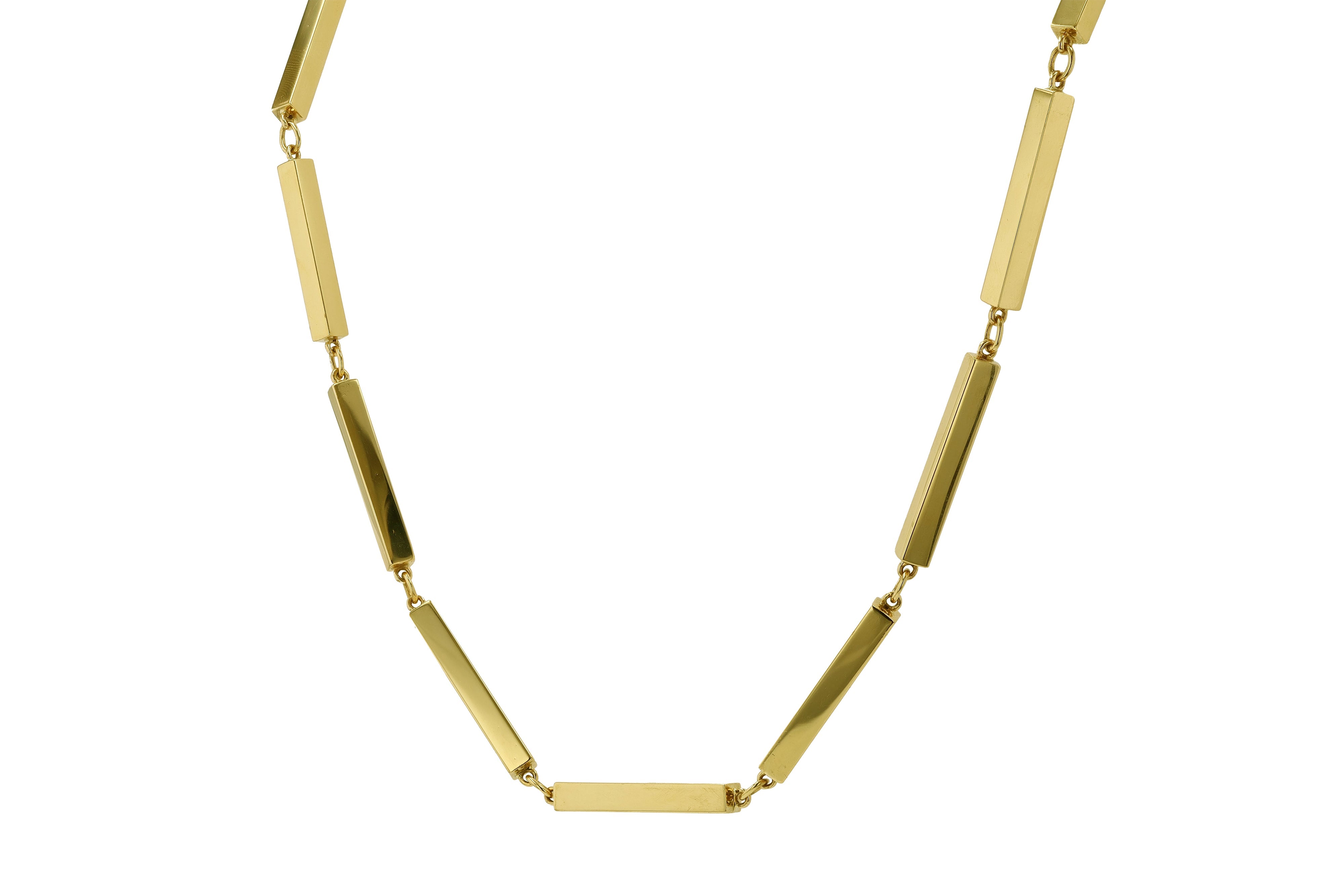 Vintage Signed Tiffany & Co 18k Yellow Gold Long Rectangular Link Necklace