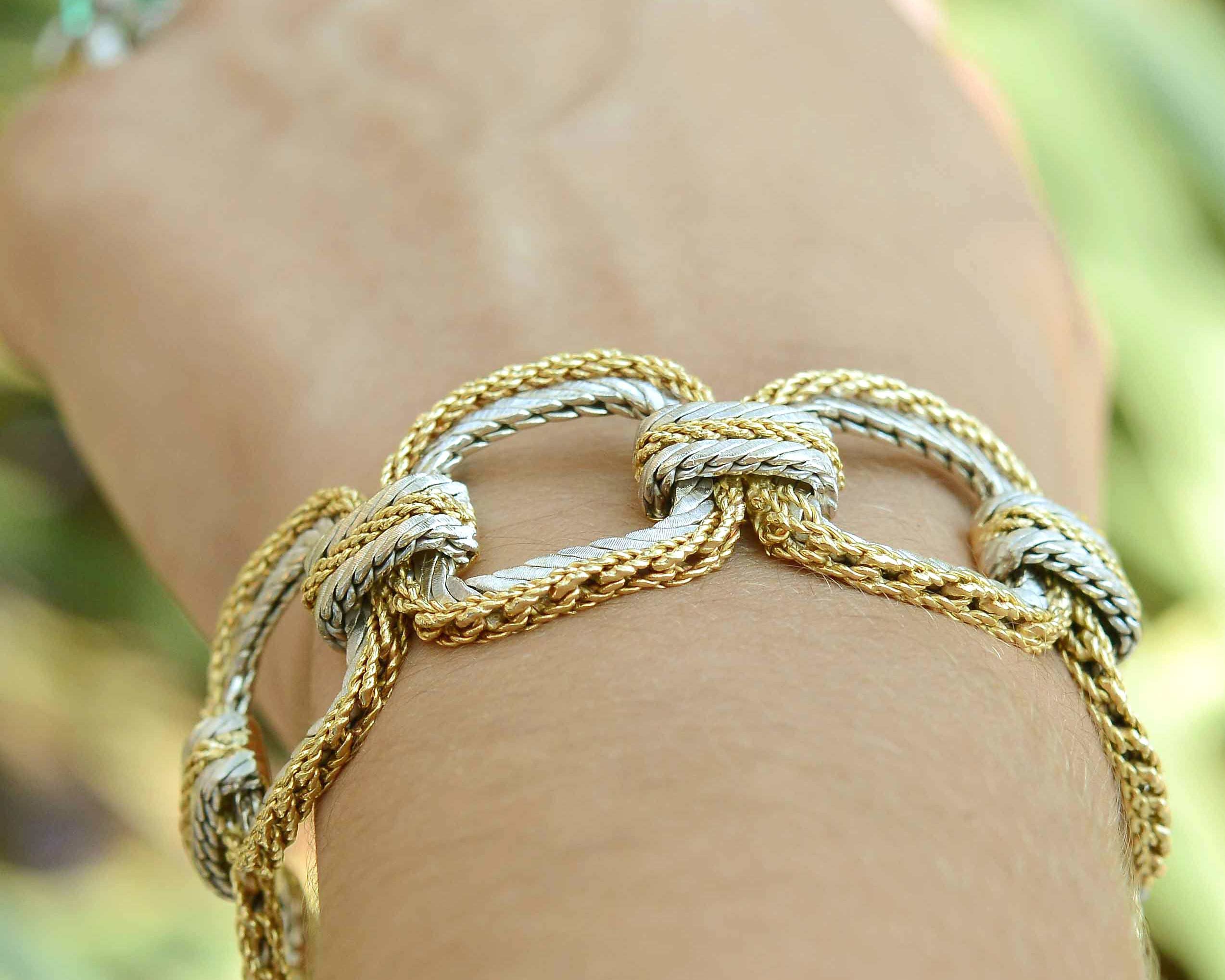 A vintage Buccellati woven gold link designer bracelet.