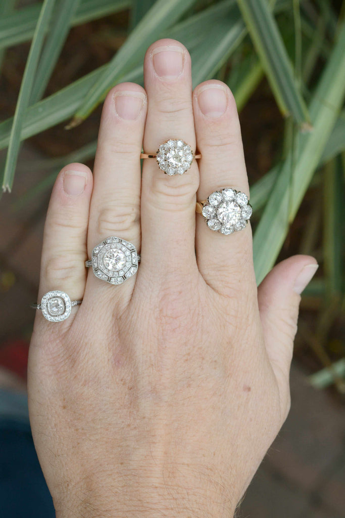 Diamond Art Deco cluster rings.
