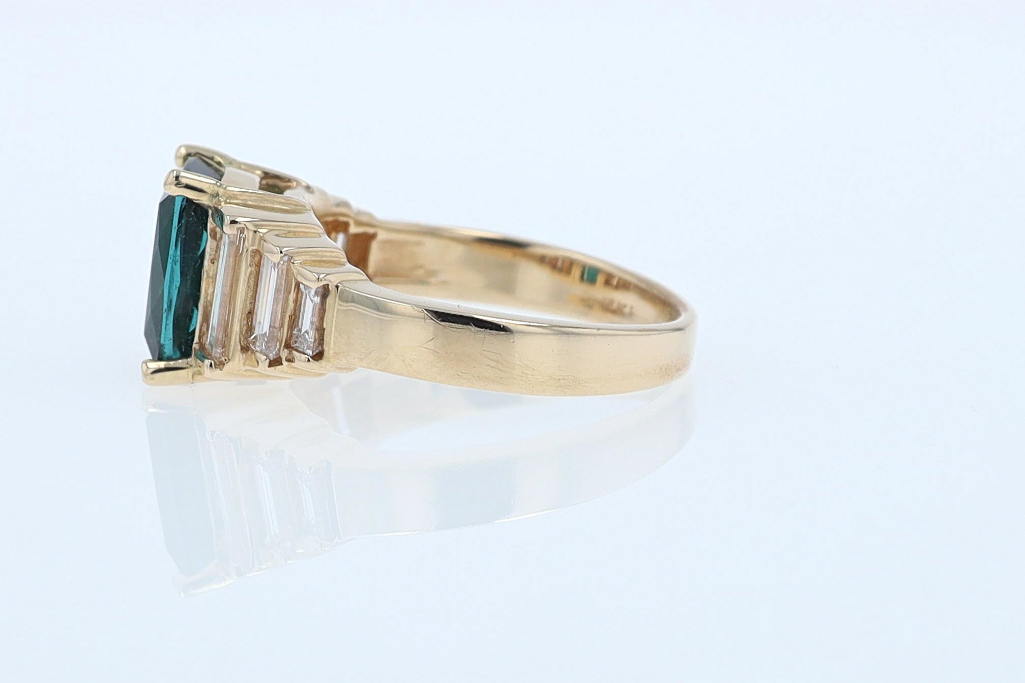 Contemporary 3 Carat Indicolite Tourmaline & Diamond Engagement Ring