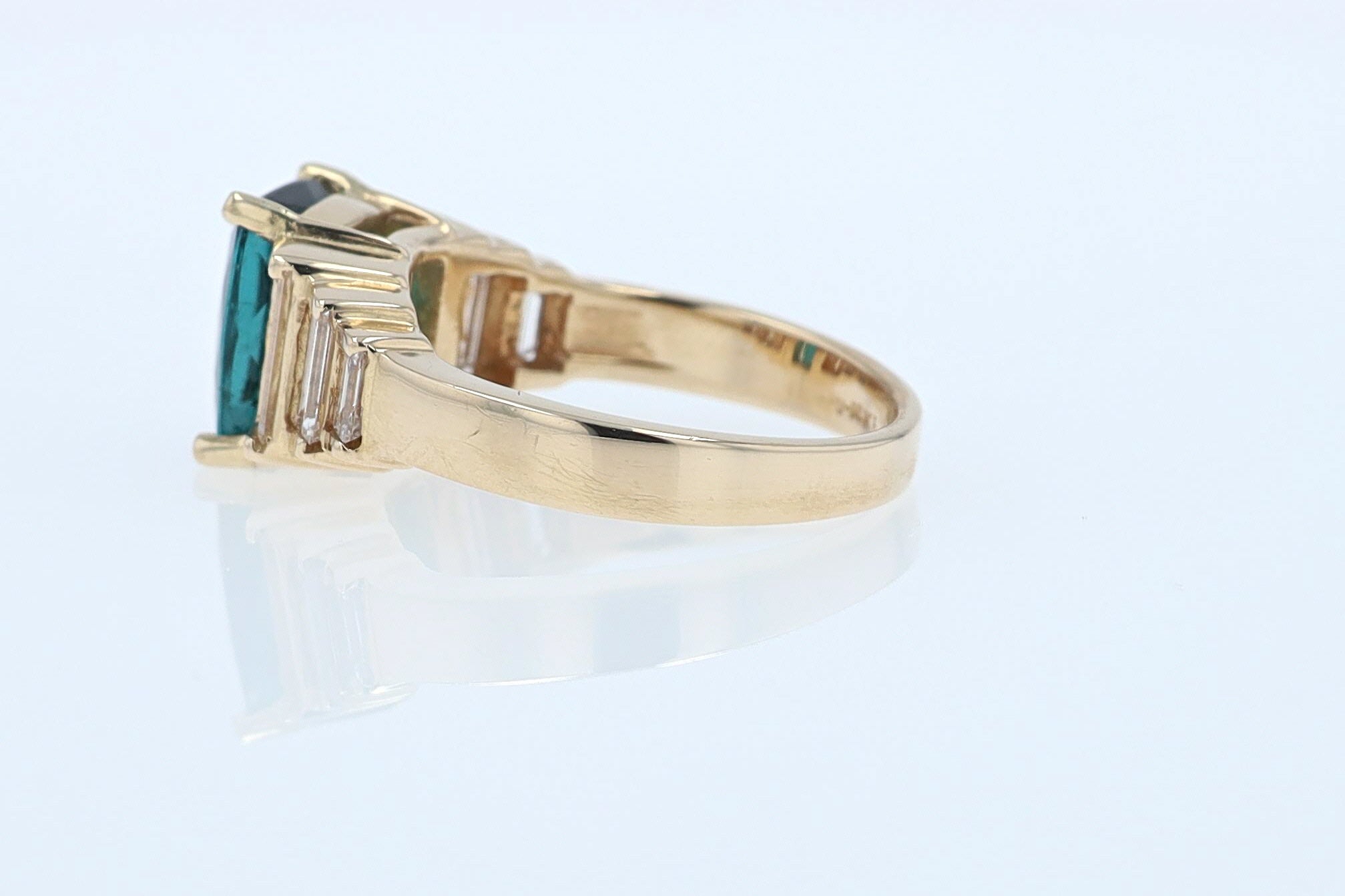 Contemporary 3 Carat Indicolite Tourmaline & Diamond Engagement Ring