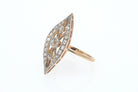 Elongated Edwardian Filigree Diamond Navette Ring