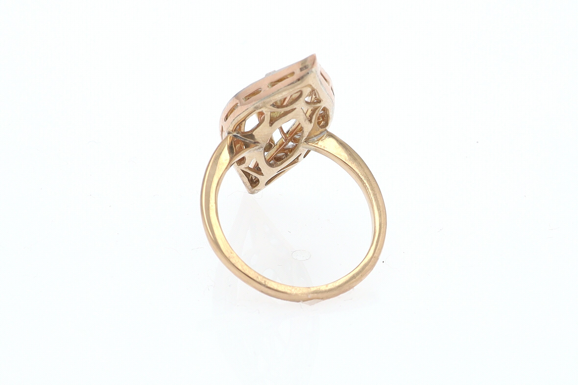 Elongated Edwardian Filigree Diamond Navette Ring