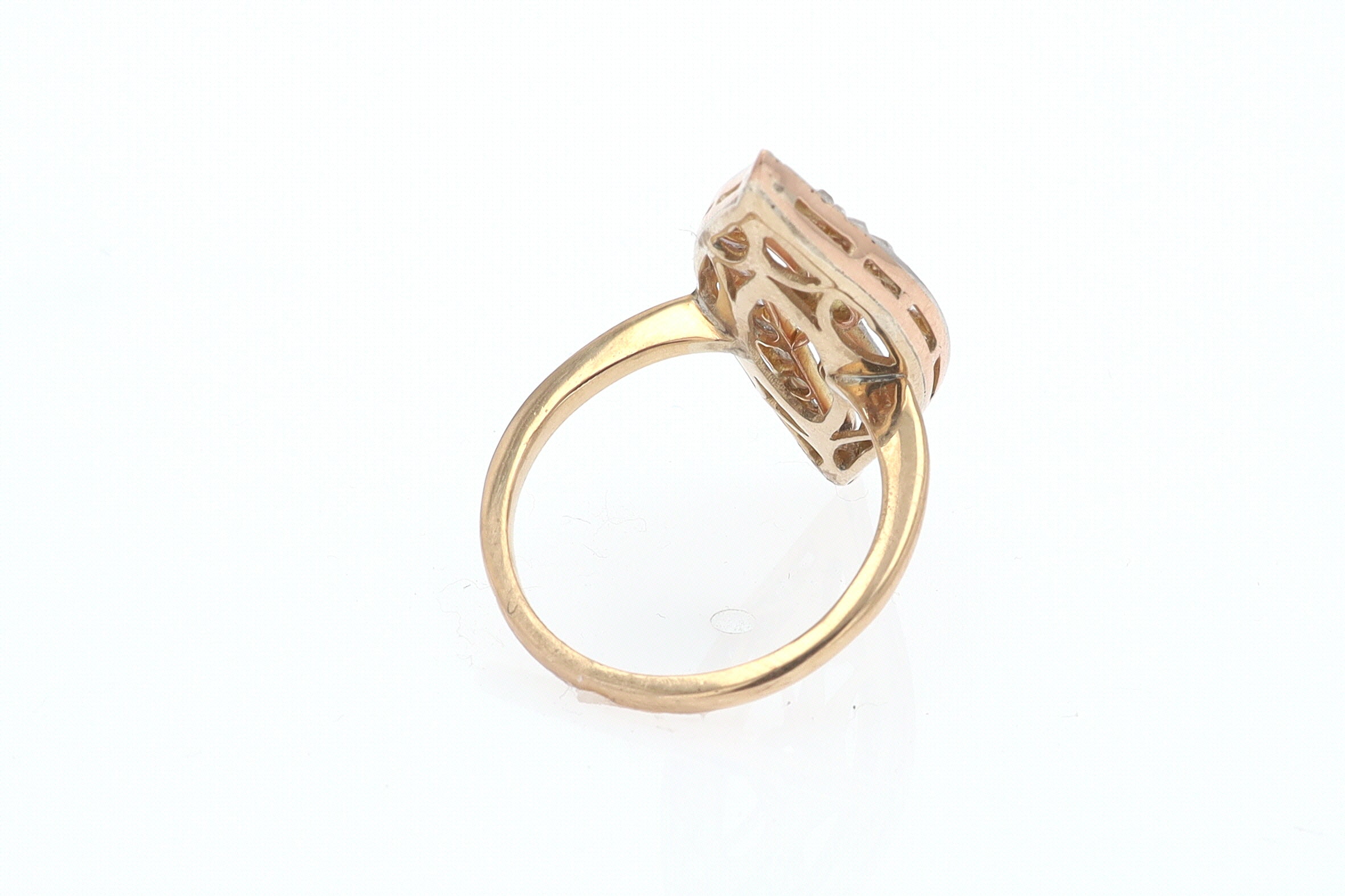 Elongated Edwardian Filigree Diamond Navette Ring