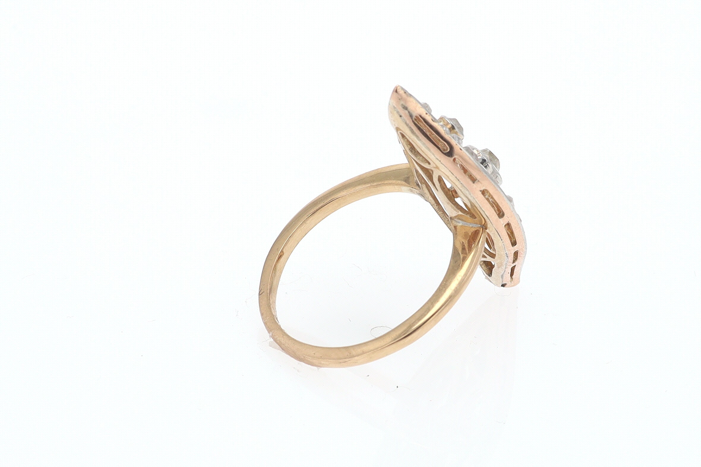 Elongated Edwardian Filigree Diamond Navette Ring