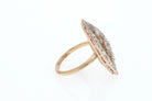 Elongated Edwardian Filigree Diamond Navette Ring