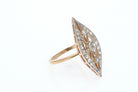 Elongated Edwardian Filigree Diamond Navette Ring