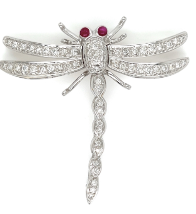 Dynamic Diamond Dragonfly Pin Brooch