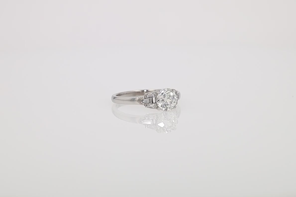 EGL Certified 1.19 Ct Solitaire Art Deco Diamond Engagement Ring