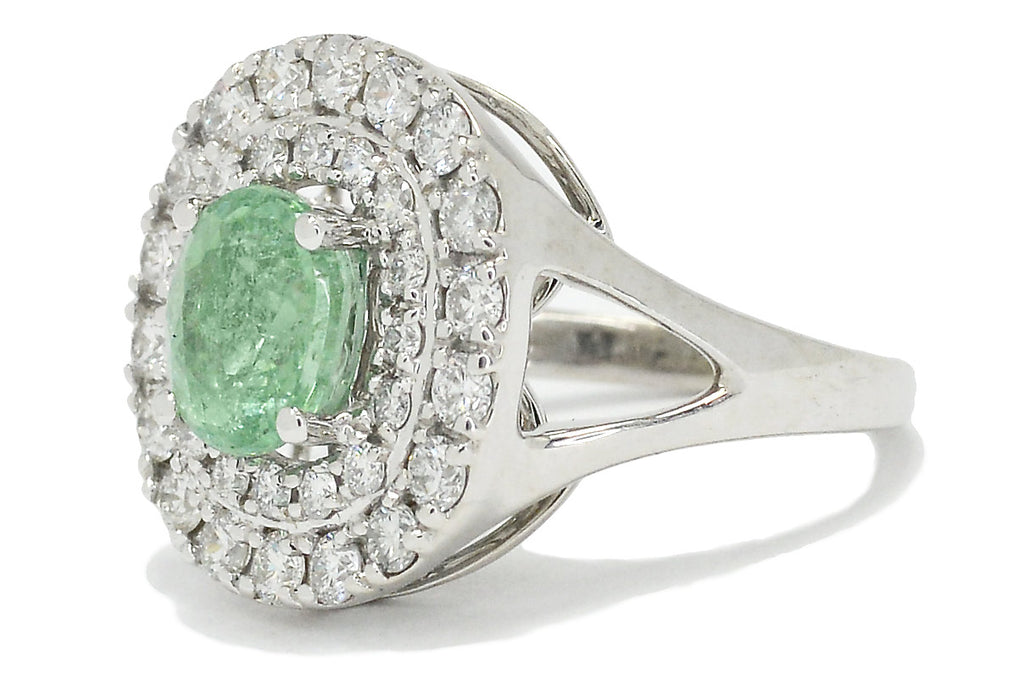 This modern white gold design makes for an astonishing gemstone bridal treasure or cocktail ring.