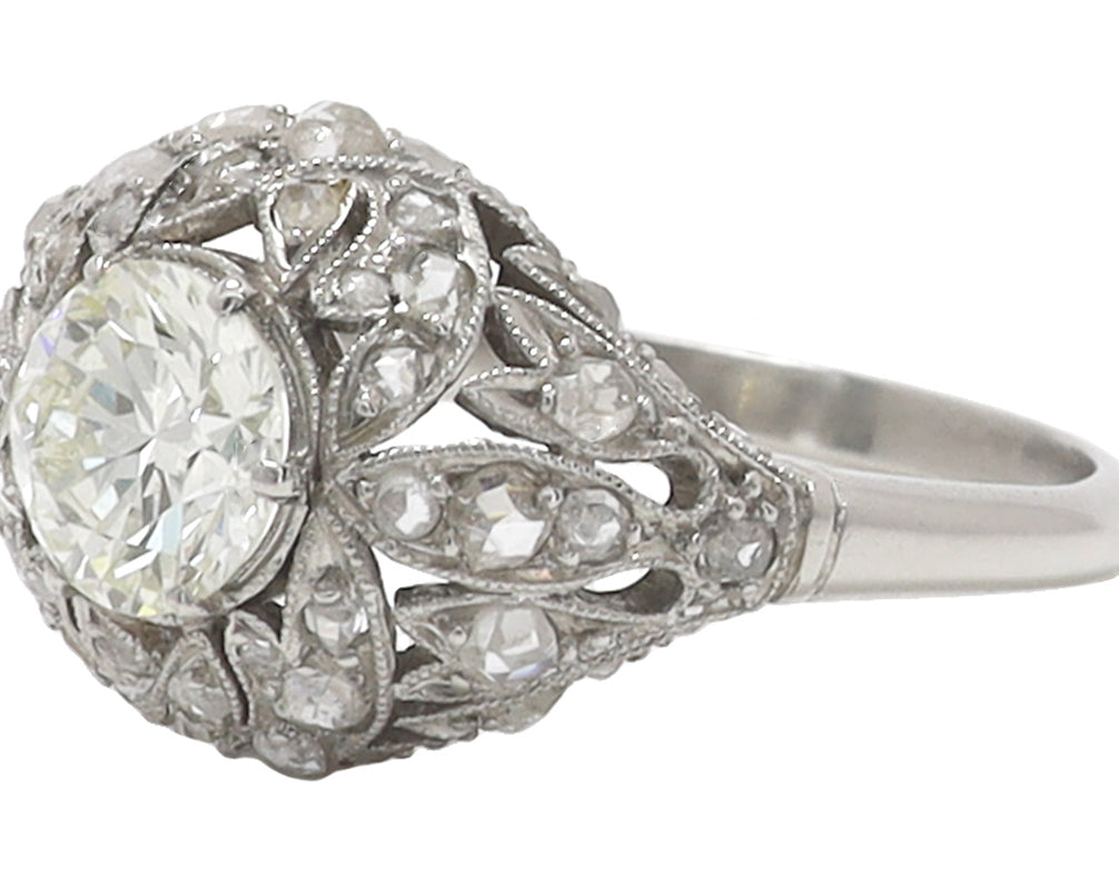 SOLD Art Deco Platinum Dome Filigree Diamond Engagement Ring