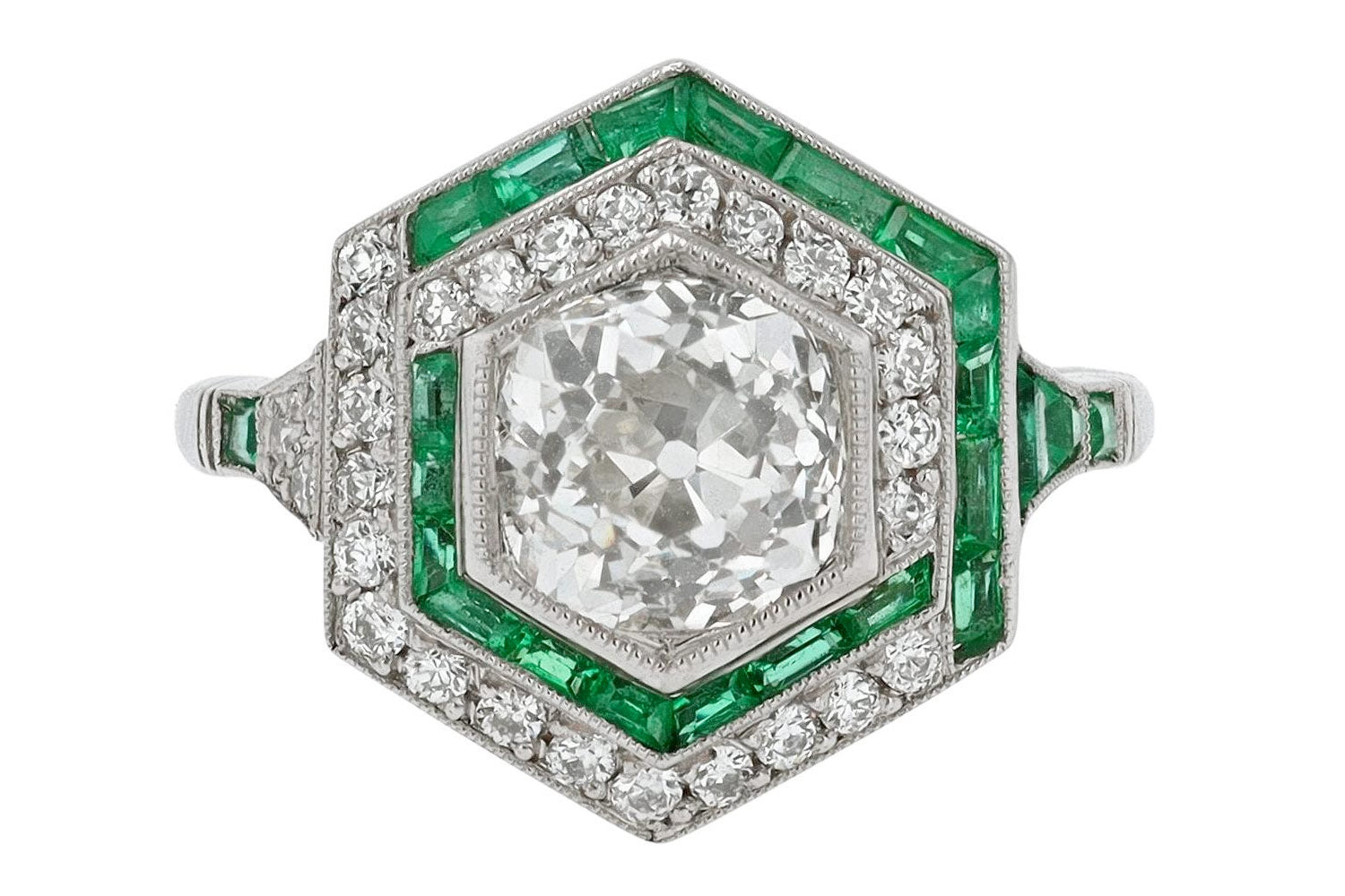 Art Deco Diamond Emerald Ring
