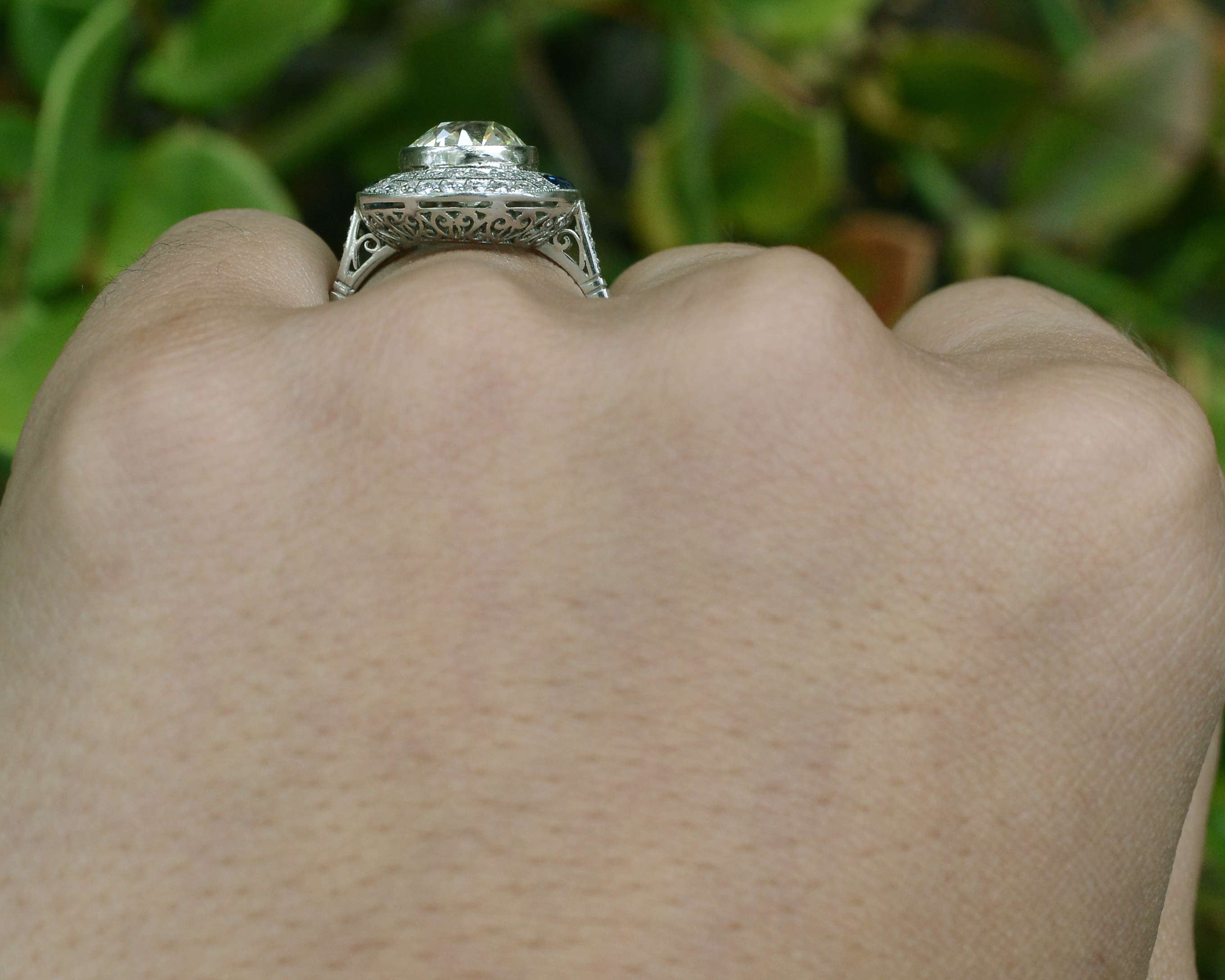 Two carat heirloom diamond Art Deco style wedding ring.