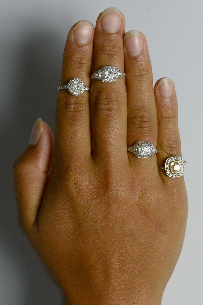 Art Deco platinum diamond engagement rings.