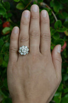 Dallas Antique Cluster Diamond Engagement Ring 3.5 Carats 18K Gold Victorian