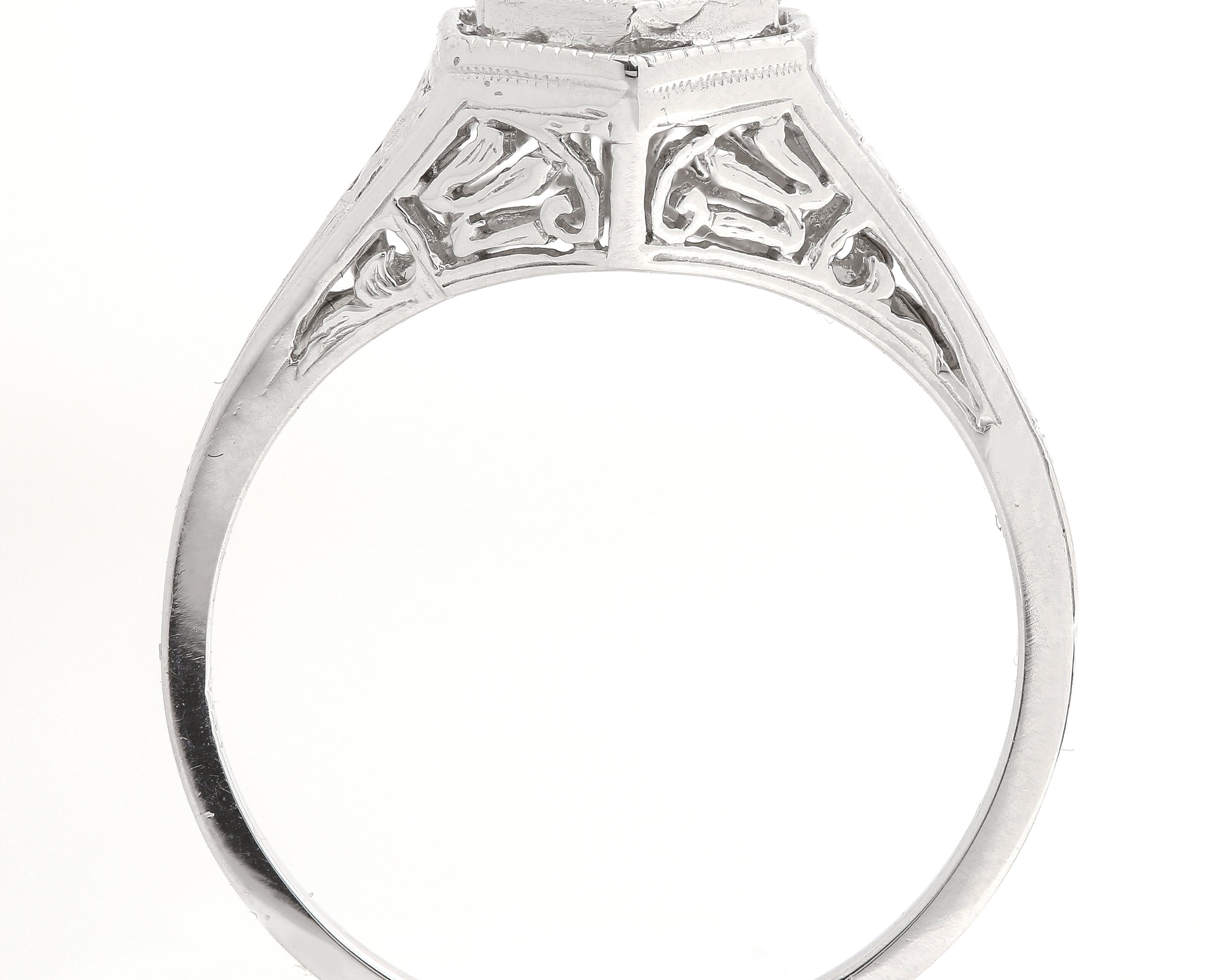 Hexagon Fancy Filigree Diamond Ring Metal Options
