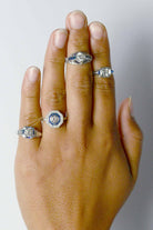 Blue sapphire and diamond wedding rings.