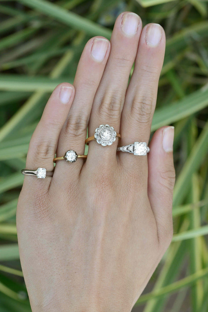 Diamond solitaire wedding rings.