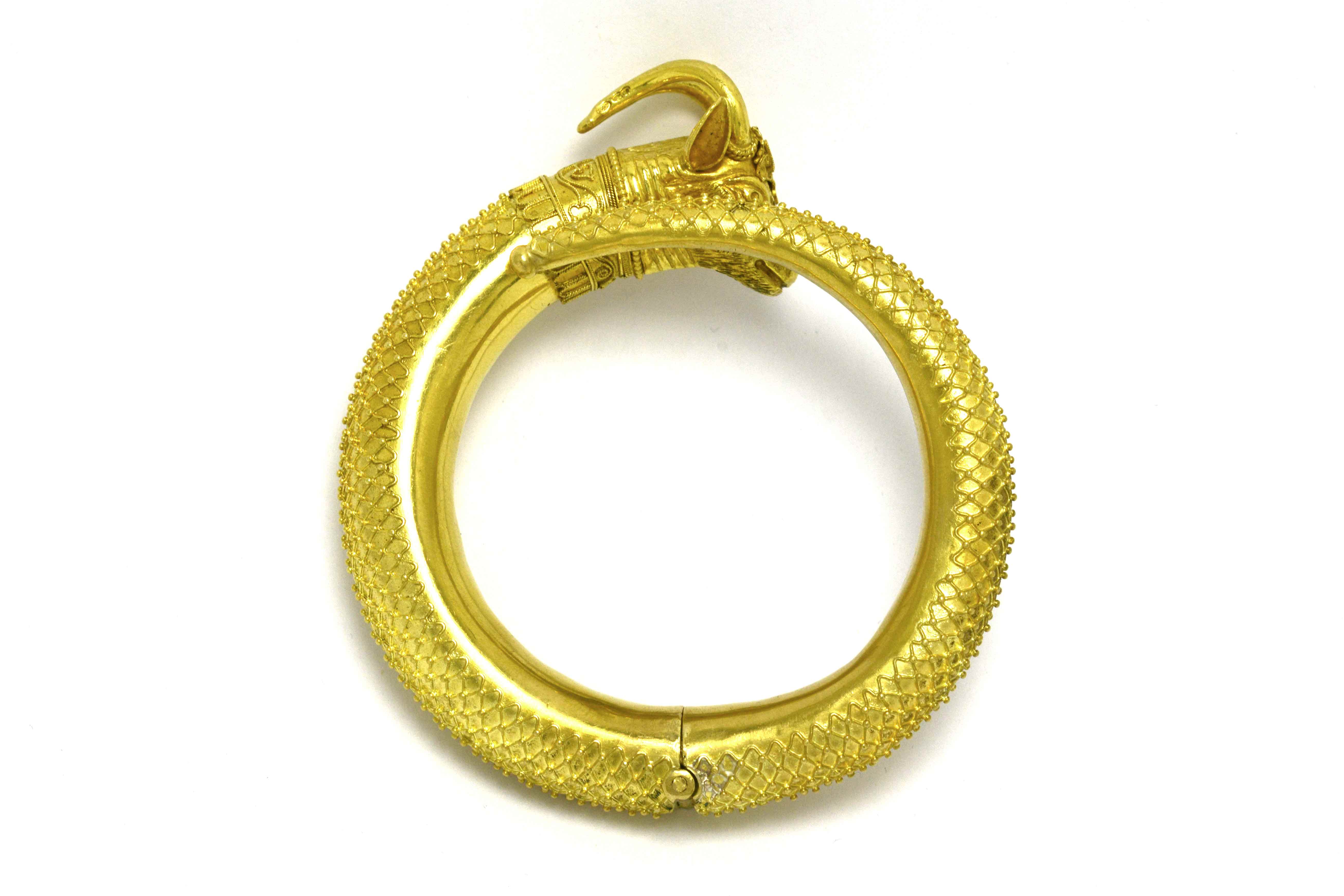 This late 1800s, Victorian gold bangle cuff, fits a 7 inch wrist.