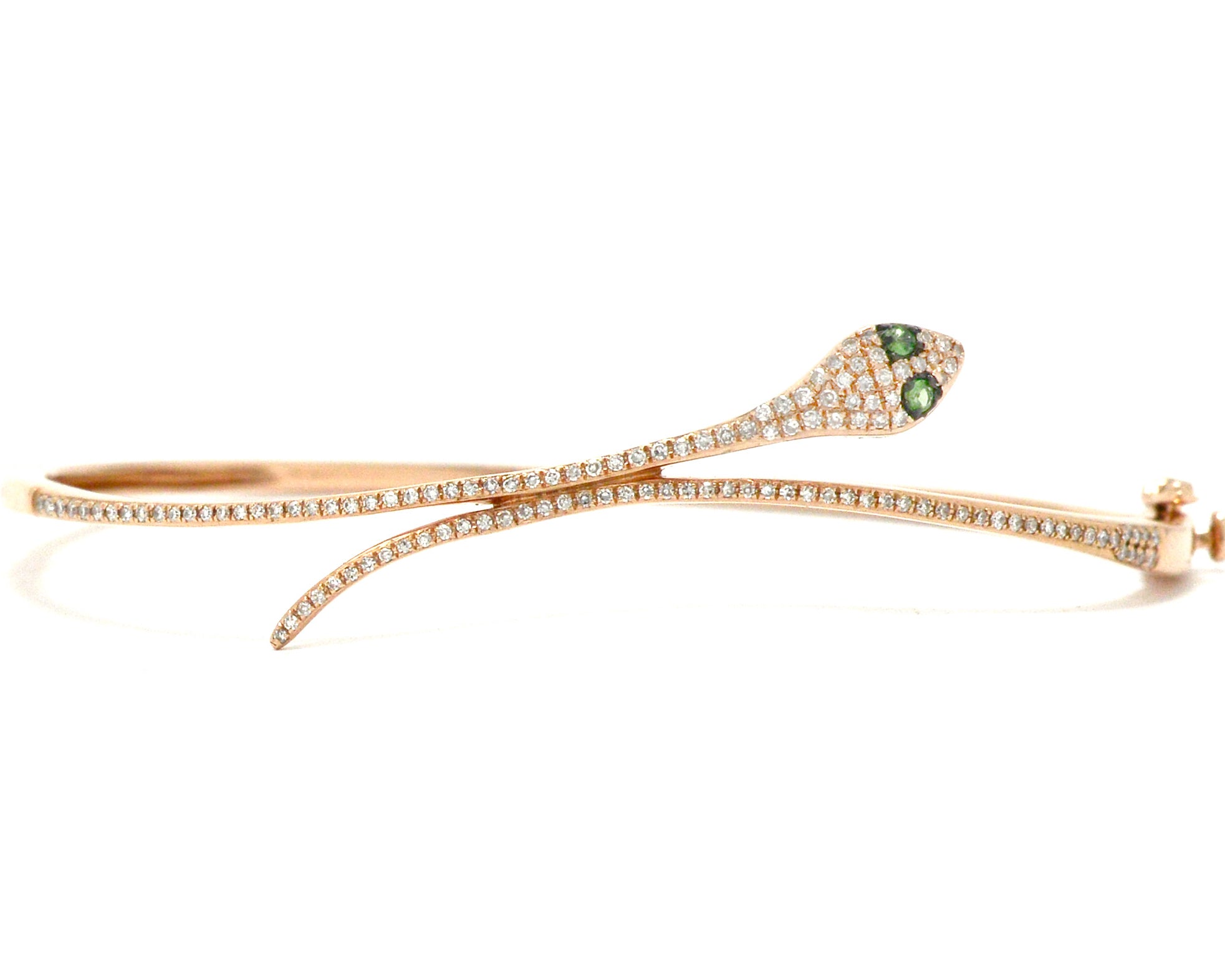 A new, modern rose gold and diamonds snake bracelet.