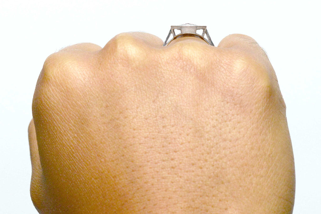 Geometric design 18k white gold ring.