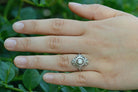 A diamonds shield antique engagement ring