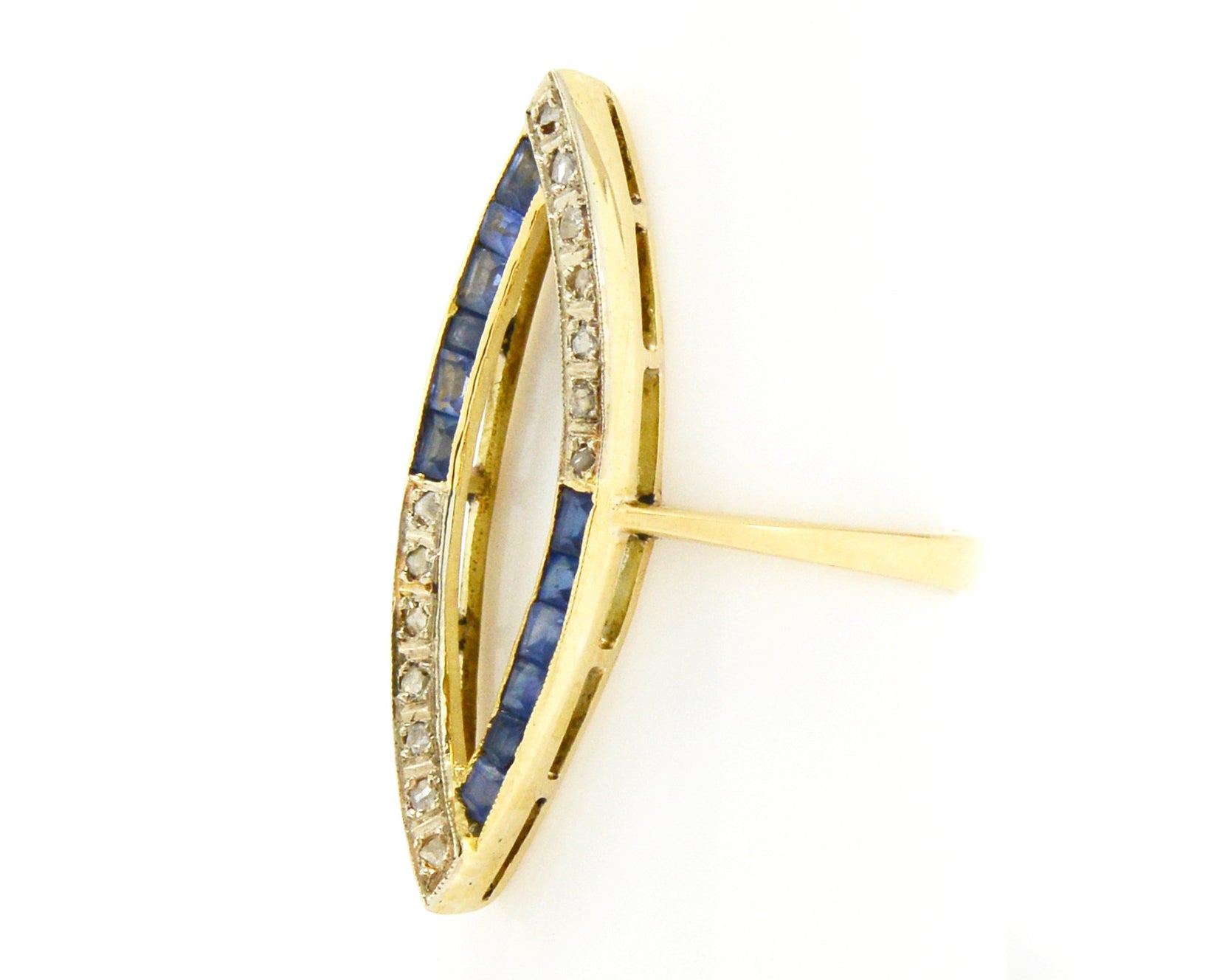 A size 7 and a half, gold antique Art Deco cocktail ring.