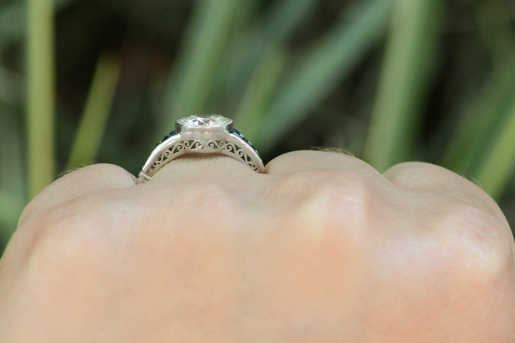 Diamond and Sapphire Engagement Ring