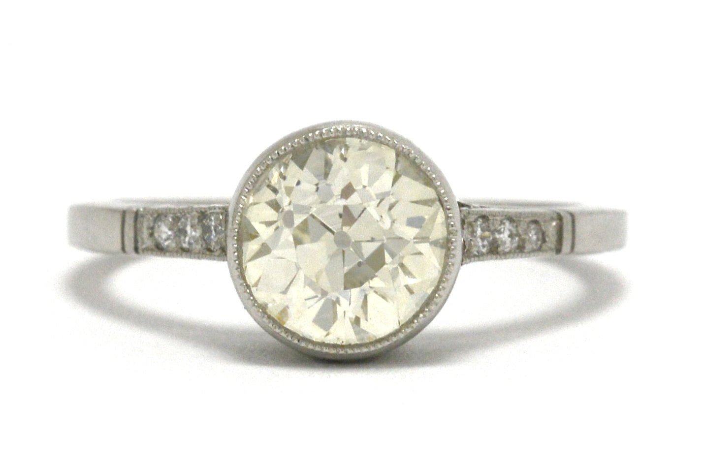 An Art Deco large diamond platinum solitaire engagement ring.