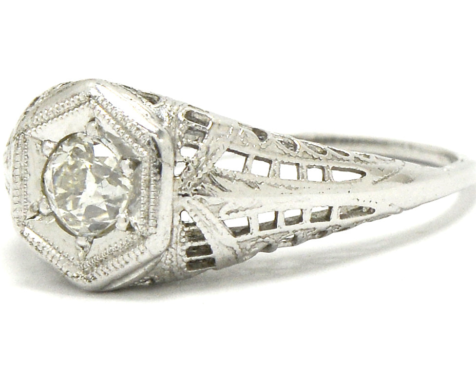 An old mine diamond set in an Edwardian solitaire ring.