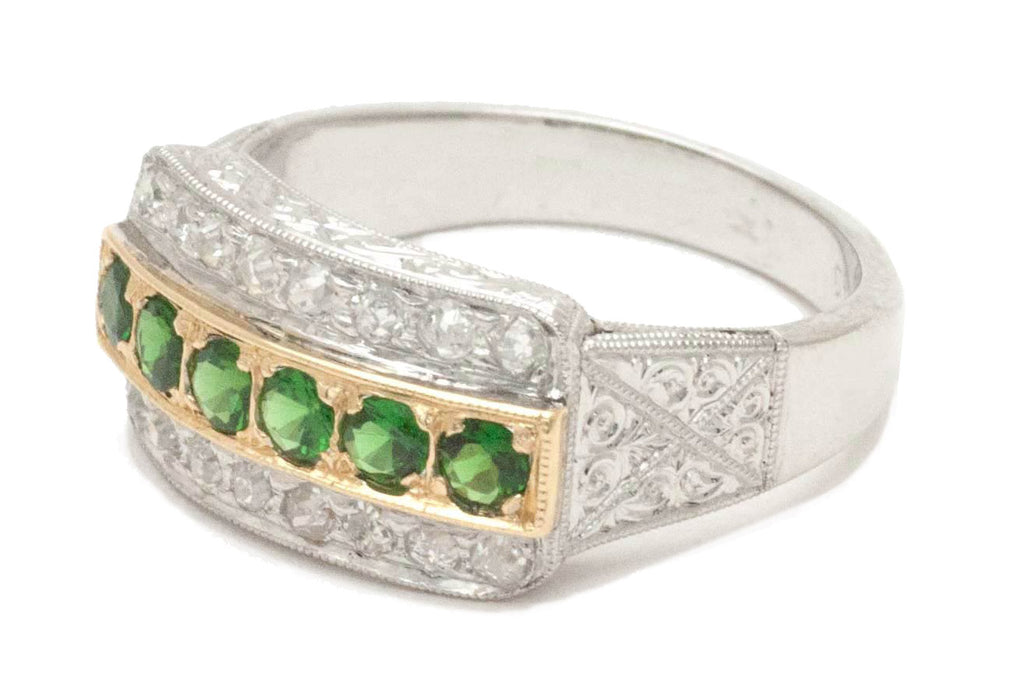Vintage Tsavorite Garnet Wedding Band