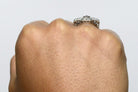 An oval shaped Art Deco sunburst, platinum diamond statement ring.